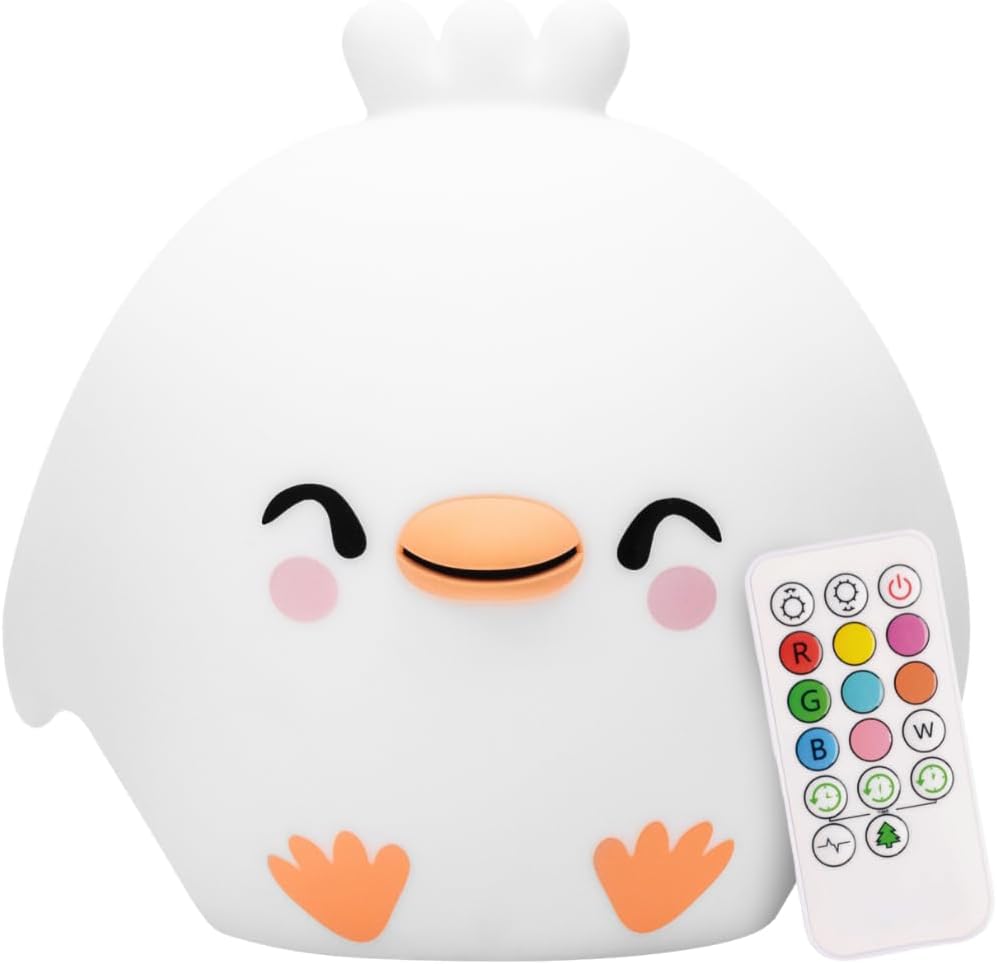 Lumipets Clara the Chick Squishy Silicone Night Light for Kids | Cute Night Light with Remote & Touch Control for Baby & Toddler Bedrooms…