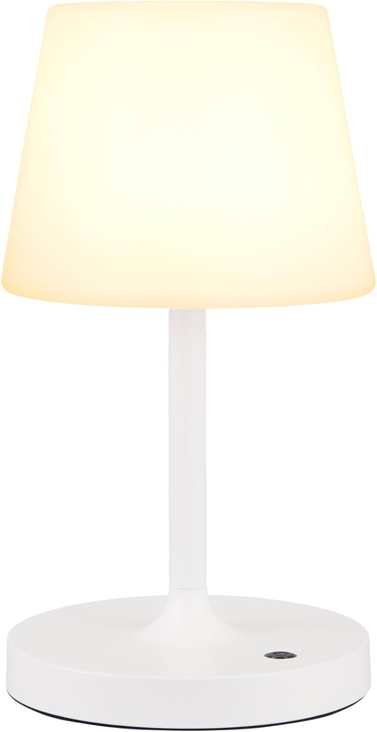 Kakanuo White Cordless Shower Lamp Waterproof, Rechargeable Table Lamp with 4000mAh Battery, Touch Dimmable Desk Light for Outdoor…
