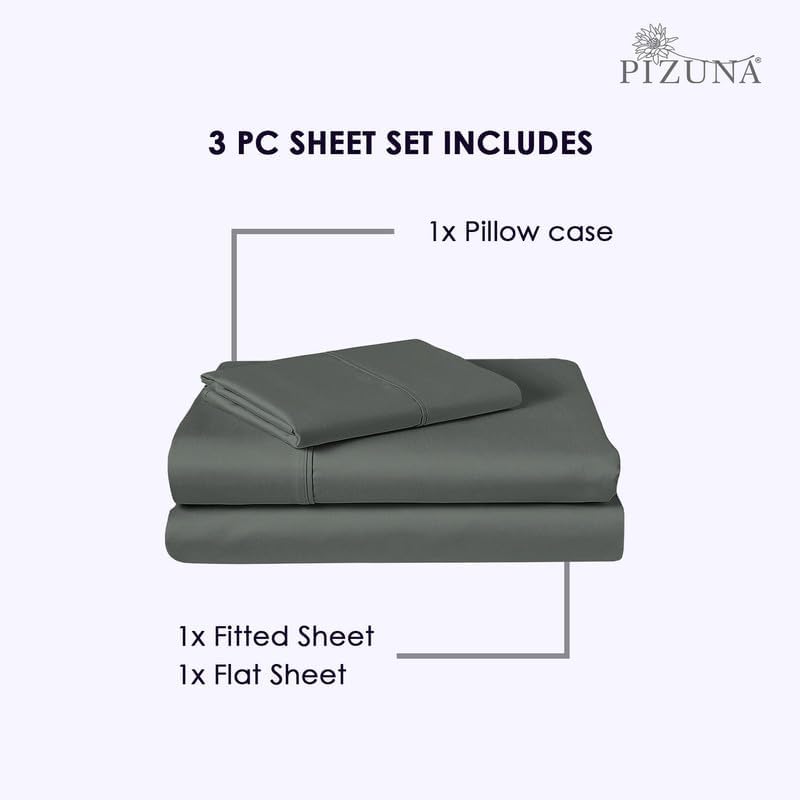Pizuna 100% Luxury Cotton Twin XL Sheet Sets 800 Thread Count Soft Sateen Weave Breathable Hotel Quality Cooling Bed Sheets Twin XL Bedding…