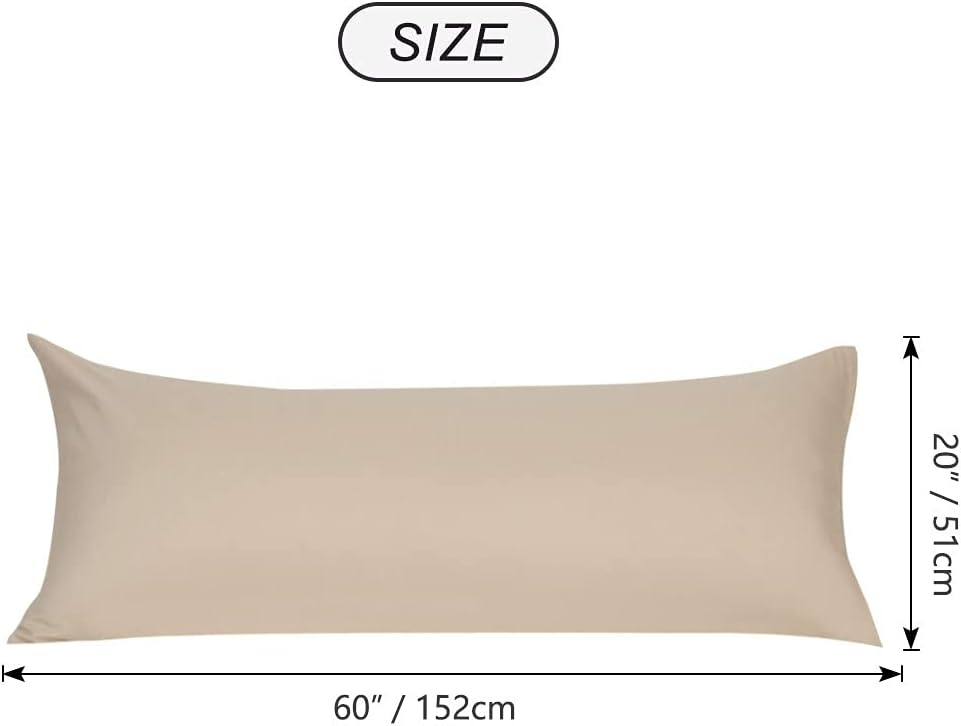 uxcell Soft Microfiber Body Pillow Cover with Zipper Closure, Long Pillow Cases for Body Pillows Weave for 90 GSM Polyester, Khaki Body (20…