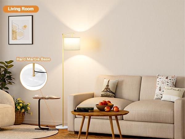 Ambimall 60" Floor Lamp for Living Room with 3 Color Temperatures, Gold Standing Lamp with White Marble Base, Modern Tall Lamp for…