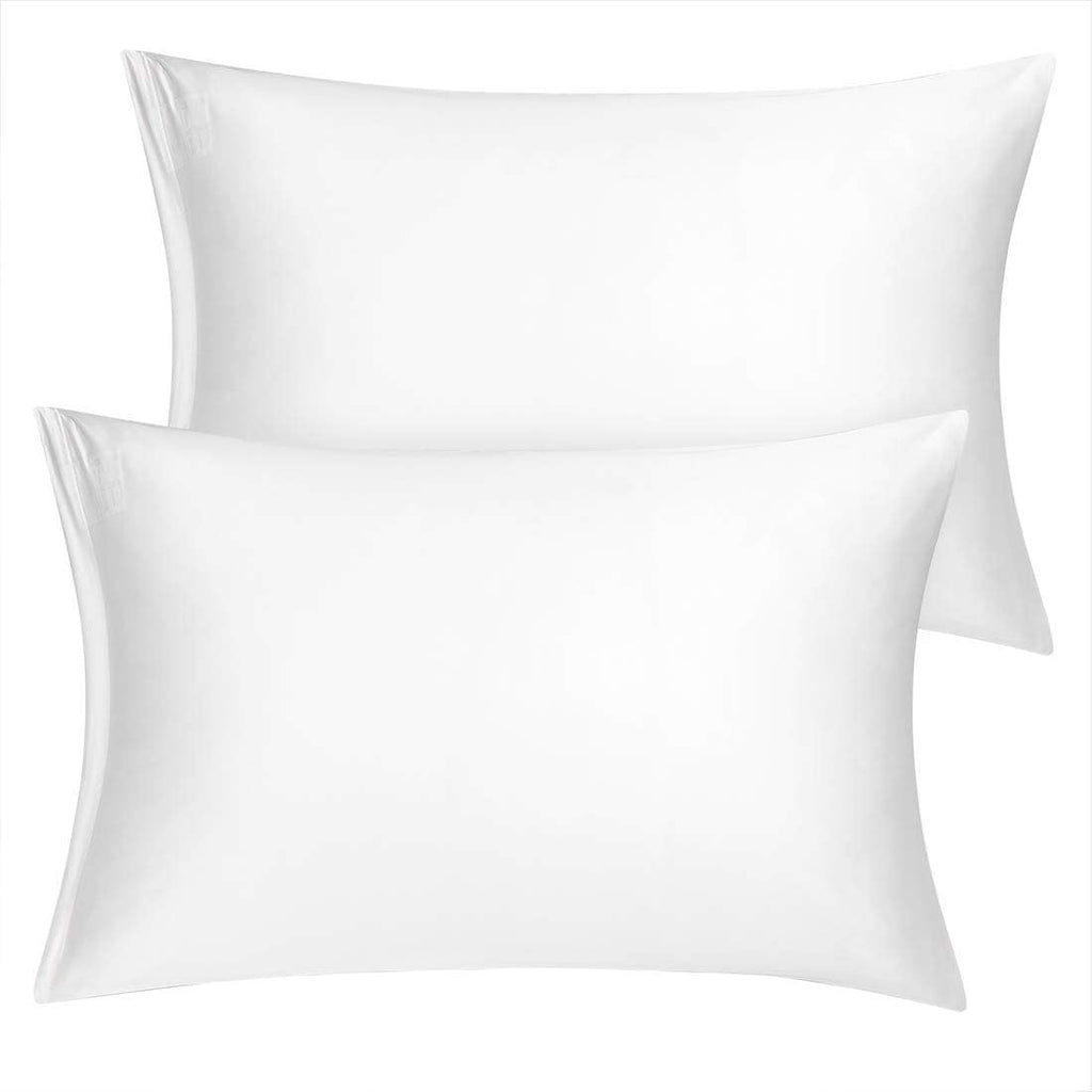 uxcell Travel Satin Pillowcase with Zipper, Super Soft and Luxury, Silky Pillow Cases Covers Set of 2, 14"x20", Snow White