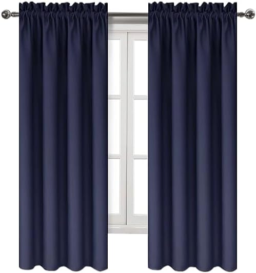 Dwcn Navy Room Darkening Blackout Curtains - Thermal Insulated Privacy Energy Saving Window Curtain Drapes 38 x 63 inch Length, Set of 2 Be…