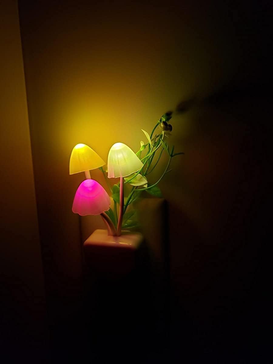AUSAYE 2 Pack LED Sensor Night Light Plug-in NightLight Color Changing Lamp Mushroom Decor, Mini Cute Night Lights for Kids Adults…