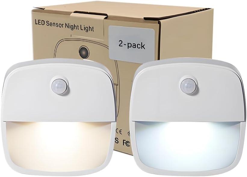 Consss Motion Activated Night Light, Nightlights with Light Sensors Dual Color Modes 6000K White Light/3000K Warm Light Adhesive…