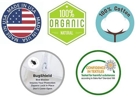 NationalAllergy National Allergy 100% Organic Cotton Pillow Protectors with Zipper Standard Size - Set of 2 - GOTS Certified - Natural Hypo…