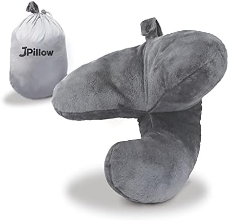 J-Pillow Jensens Inventions Award Winning Home & Travel Pillow - Patented Chin Support - Sleep Anywhere. (Silver Gray) Silver