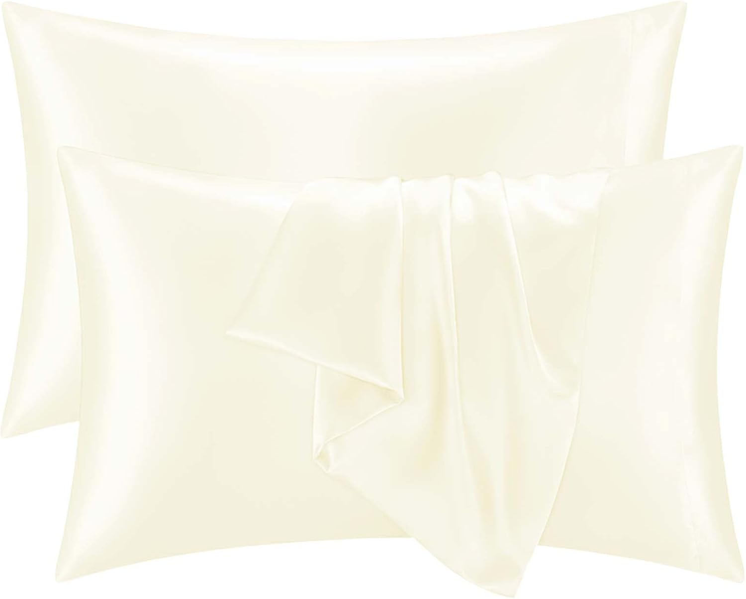 QJFabricCO Q&J Fabric Co. 2 Pack Satin Pillowcase Silk Like Pillow Cases 20x36 inch Beige Cooling Pillow Cases with Envelope Closure for Ha…