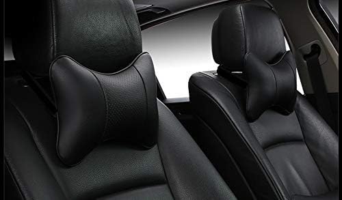 Professinalcaraccessories Car Neck Pillows Both Side Pu Leather 2pieces Pack Headrest Fit for Most Cars Filled Fiber Universal Car Pillow (…