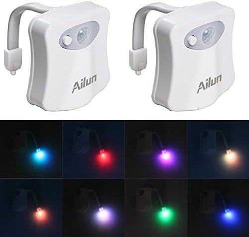 Toilet Night Light 2Pack by Ailun Motion Sensor Activated LED Light 8 Colors Changing Toilet Bowl Illuminate Nightlight for Bathroom…