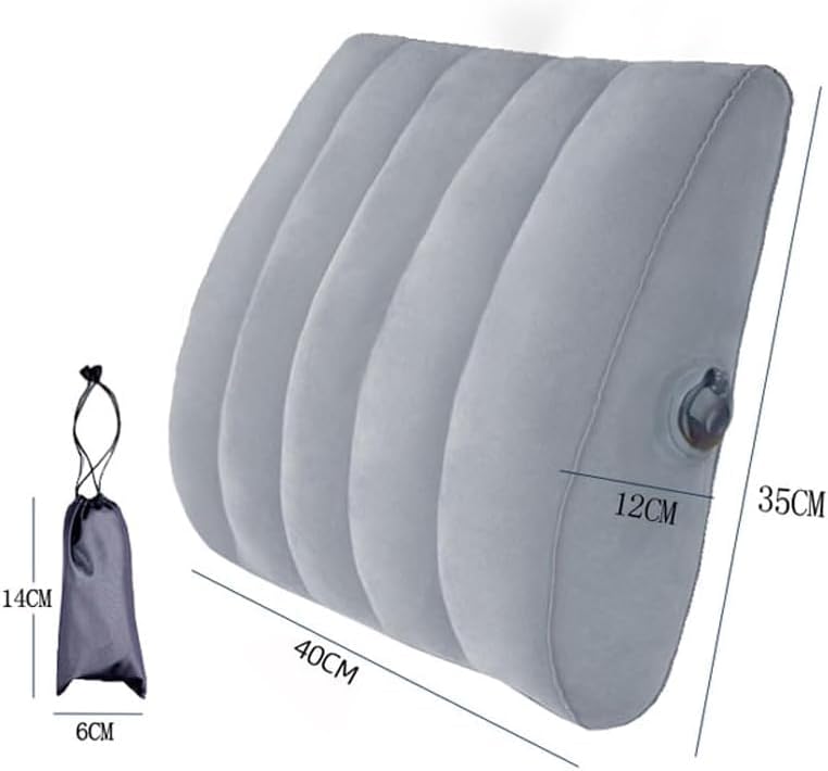 Air Inflatable Pillow Portable Lumbar Pillow with Storage Bag, Backrest Lower Back Support Pillow for Car Seat Home Office Chair