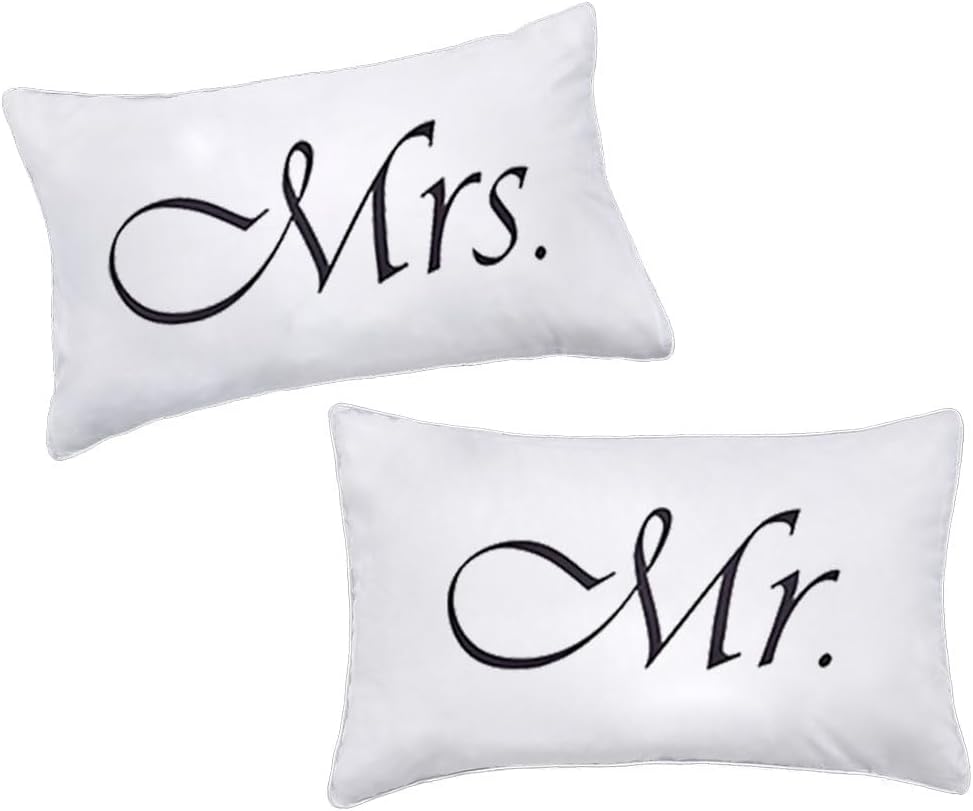 2PCS Mr and Mrs Pillow Cases, His and Hers Couples Pillowcases, Romantic Anniversary Engagement Christmas Wedding Gifts for The…