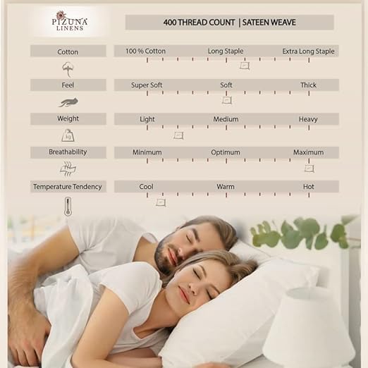 Pizuna Pure 100% Cotton Pillow Shams Queen Size Set of 2 Honey Gold, Luxurious 400 Thread Count Long Staple Cotton Sateen with Envelope Clo…