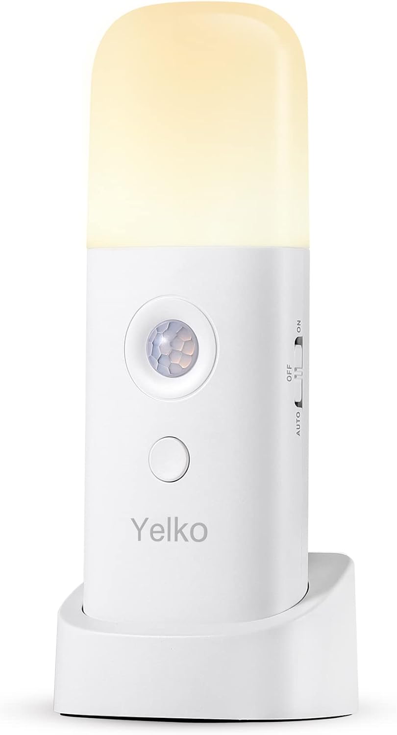 YELKO Rechargeable Motion Sensor Night Light, Battery Operated nightlights, Dimmable Motion Sensor Light Indoor, Cordless Motion…