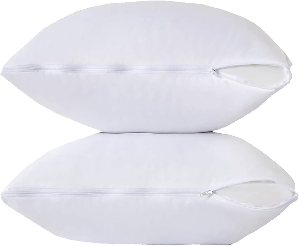 Kingnex Waterproof Down Feather Proof Euro Pillow Protectors 28x28 Pack of 2 European Size Pillow Covers for Square Throw Pillow 2 Pack Whi…