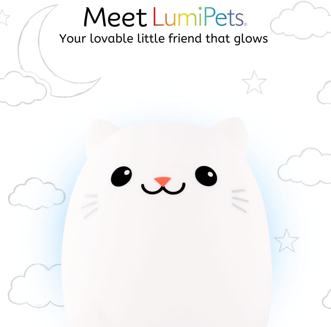 Lumipets Clive the Cat Squishy Silicone Night Light for Kids | Cute Night Light with Remote & Touch Control for Baby & Toddler Bedrooms |…