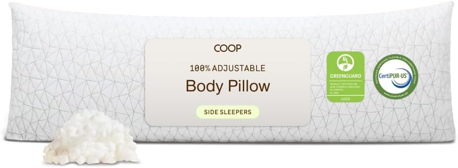 Coop Home Goods Original Adjustable Body Pillow, 20x54 Long Pillow for Back, Shoulder, Hip and Knee Support, Side Sleeper Body Pillows…