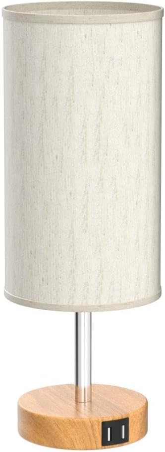 Yarra-Decor Bedside Table Lamp with USB Ports - Touch Control for Bedroom 3 Way Dimmable Nightstand Lamp with Round Fabric Shade for…
