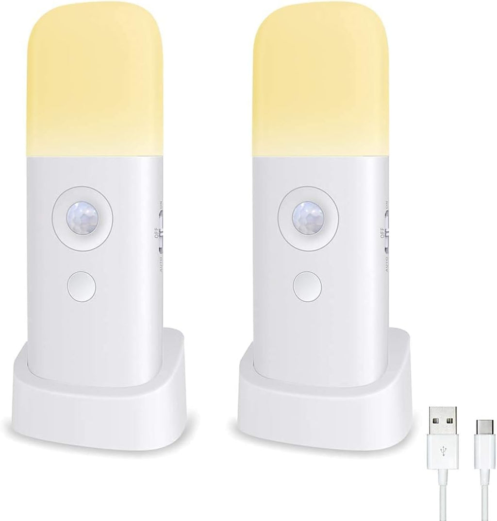 CREWEEL Motion Sensor Night Light Indoor, 2000mAh Battery Operated Lights, Cordless Table Lamps for Kids, 5 Stages Dimmable LED Nursery…