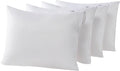 Kingnex 4 Pack Waterproof Down Feather Proof Pillow Protectors with Zipper King Size Set of 4 Poke Proof Bed Pillow Covers 4 Pack White