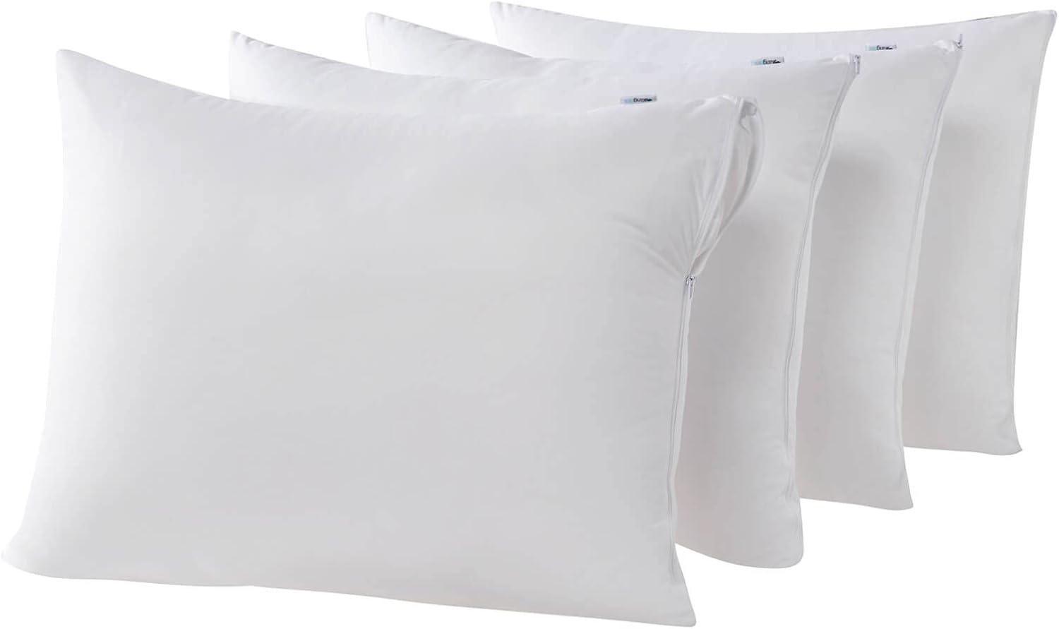 Kingnex 4 Pack Waterproof Down Feather Proof Pillow Protectors with Zipper Queen Size Set of 4 Protective Covers for 20x30 20x28 Bed Pillow…
