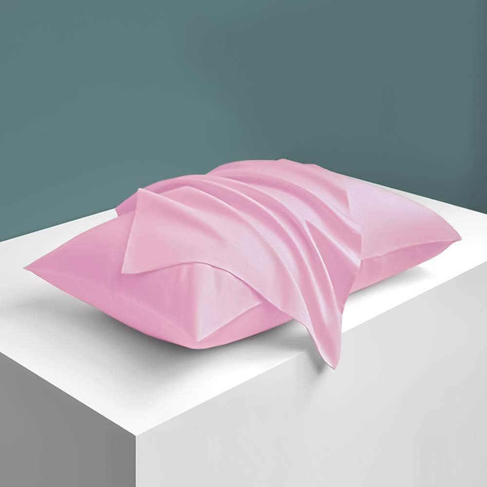 Ntbay Zippered Satin Pillow Cases for Hair and Skin, Luxury King Hidden Zipper Pillowcases Set of 2, 20x36 Inches, Light Pink 36 Inches Pink