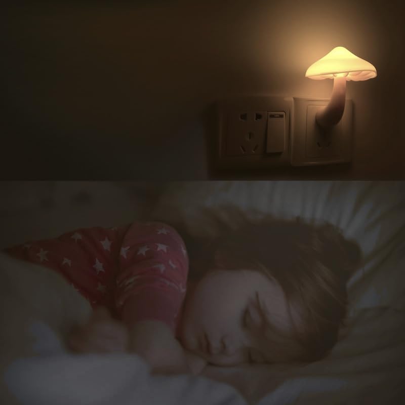 AUSAYE 2 Pack LED Cute Mushroom Night Light Plug into Wall Lamp 7-Color Changing Sensor Night Lights for Kids Adults…