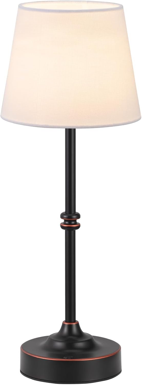 Kakanuo Rechargeable Cordless Table Lamp Antique Black - 1 Pack 4000mAh Battery Operated Lamp, 3000K Warm Light, Touch Control Stepless…