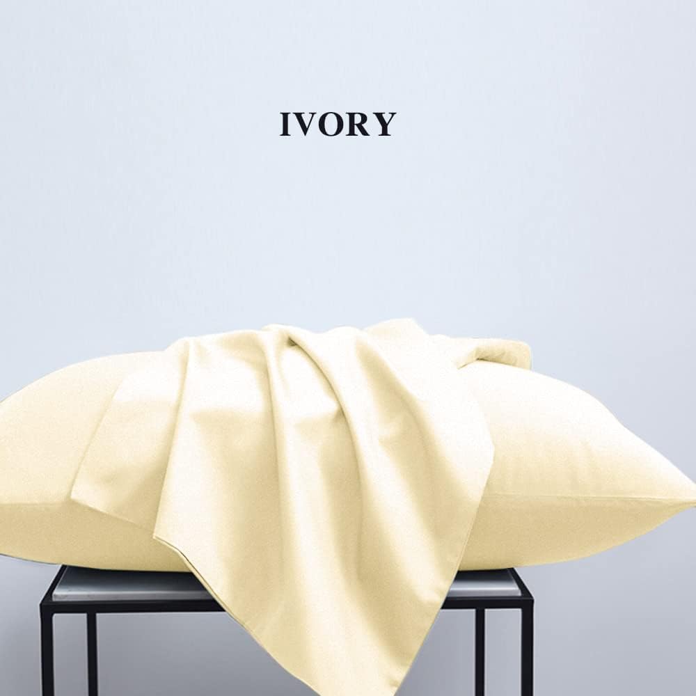 Ntbay King Pillowcase Set - 2 Pack Brushed Microfiber 20x40 Pillowcases - Soft, Wrinkle-Free, Fade-Resistant, Stain-Resistant, Ivory Pillow…