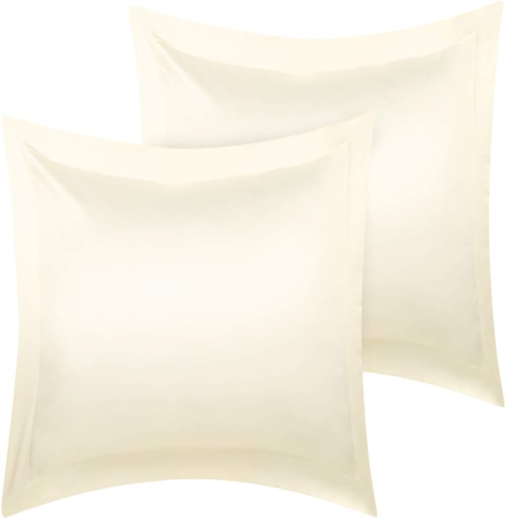 PiccoCasa 2 Pack Satin Pillowcase for Hair and Skin, Euro Sham Pillow Covers Soft Silky Oxford Pillow Cases with Envelope Closure European(…