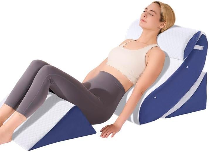 Oaisz 4 PCS Wedge Pillow Set for After Surgery, Memory Foam Orthopedic Bed Wedge Pillow Set, Adjustable Bed for Sleeping, Acid Reflux Relie…
