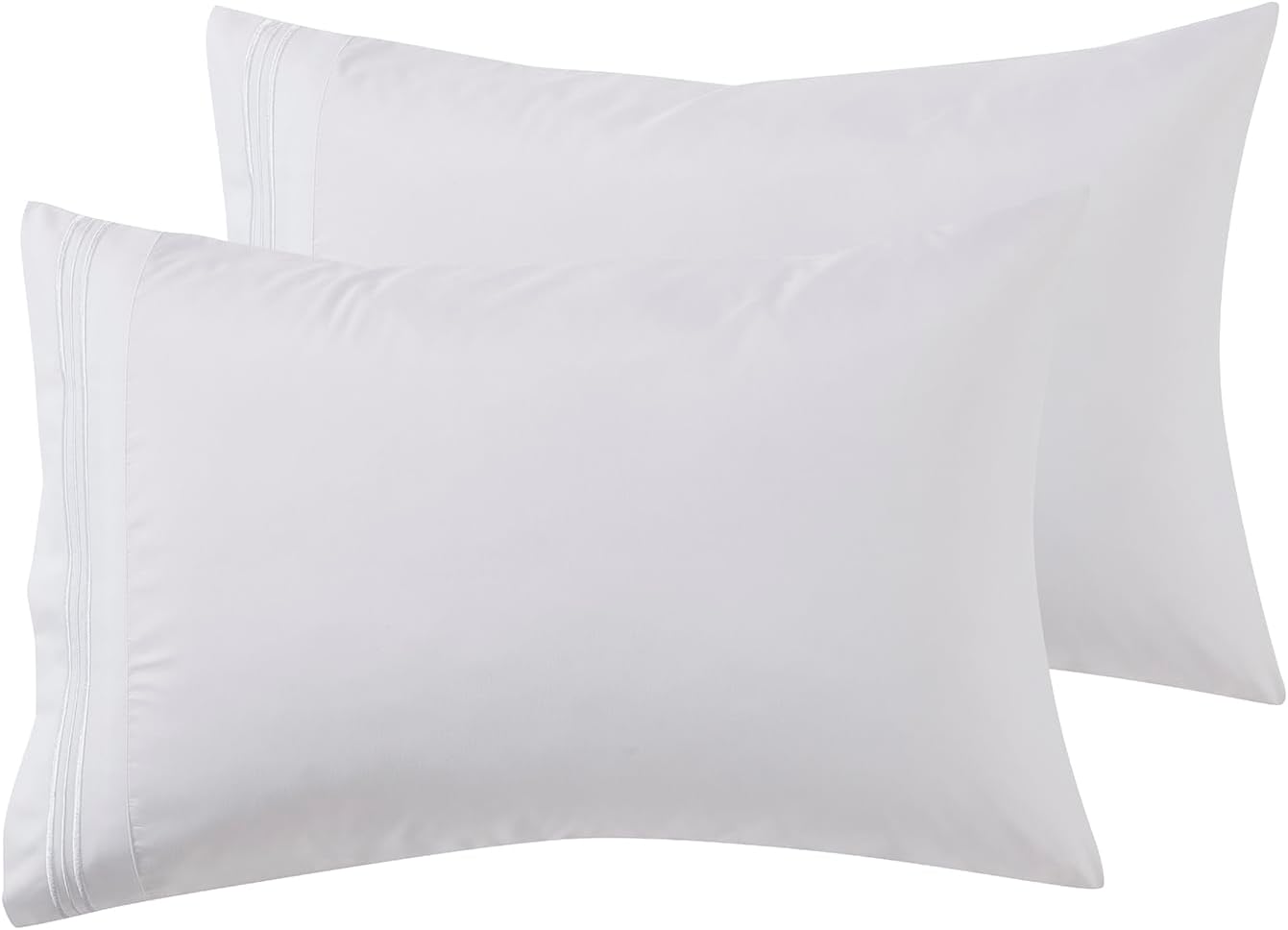 Nestl White King Pillow Cases 20x40 Inches, Soft Microfiber, Envelope Closure, King Size Set of 2 cotton White
