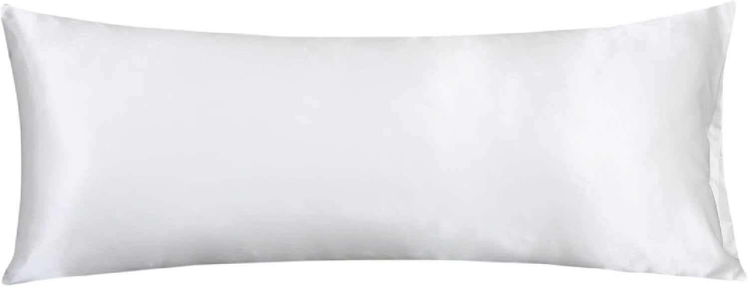 Lcbd Satin Body Pillow Case for Hair and Skin, Ivory Silk Satin Body Pillowcase Cover, 20x54 Body Cooling Pillow Cover with Envelope Closur…