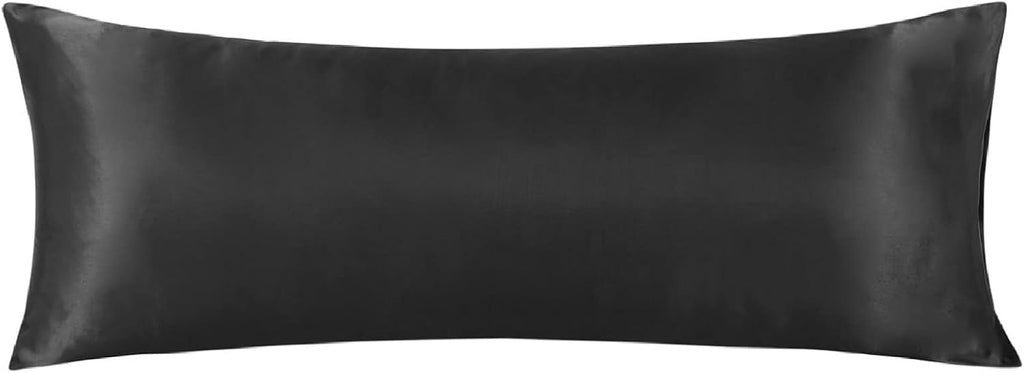 Lcbd Satin Body Pillow Case for Hair and Skin, Black Silk Satin Body Pillowcase Cover, 20x54 Body Cooling Pillow Cover with Envelope Closur…