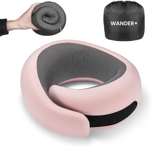 WANDER PLUS® Travel Neck Pillow, Pure Memory Foam Neck Pillow for Airplanes, Comfortable Breathable Cover, 360 Degree Support Ergonomic…