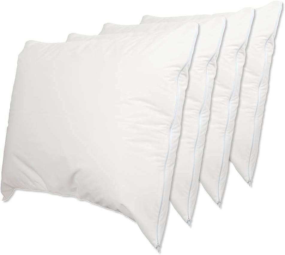 ForPro Professional Collection Premium Waterproof Pillow Protectors, Standard Size Pillow Cases with Zipper, Natural, 4-Count