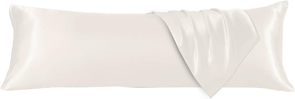 Huxmeyson Body Pillow with Satin Pillowcase, Body Pillow for Adults, Removable Cover, Beige (20"x54") 1 count