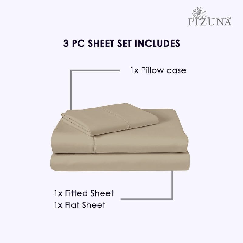 Pizuna 100% Luxury Cotton Twin XL Sheet Sets 800 Thread Count Soft Sateen Weave Breathable Hotel Quality Cooling Bed Sheets Twin XL Bedding…