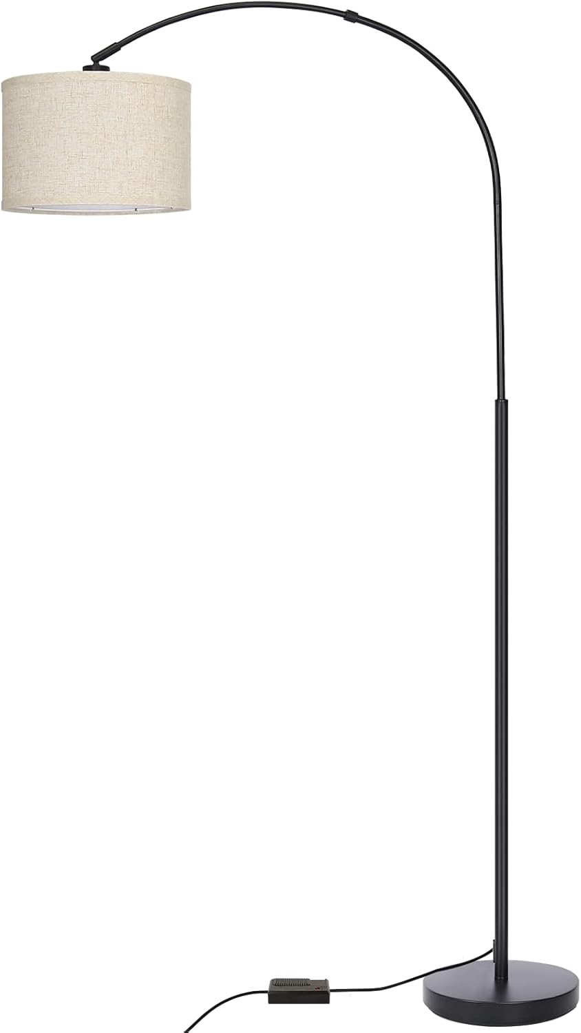 Dimmable Floor Lamp, Arc Floor Lamp with Dimmer, Black Standing Lamp with Adjustable Hanging Shade, Over Couch Tall Reading Light, Modern…