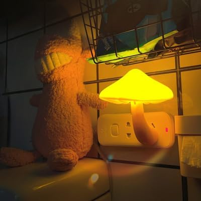 AUSAYE 4 Pack Plug in Night Light, Mushroom Light LED Nightlights for Kids, Adults, Bedroom, Bathroom, Hallway, Stairs, Kitchen Muti-Color