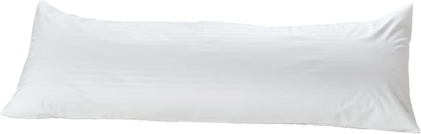 Kingnex Waterproof Down Feather Proof Striped Body Pillow Protectors for 20x54 Pillow Zippered Plain Pillow Cover White 1 Pack Only 21x55