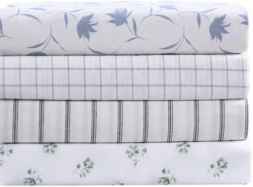 StoneCottage Stone Cottage - Twin Sheets, Cotton Percale Bedding Set, Crisp & Cool Ideal Bedding Set (Trenton Stripe Grey, Twin) Cotton Grey