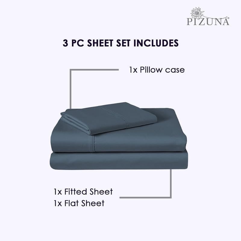 Pizuna Twin Sheet Set 100% Luxury Cotton 800 Thread Count Soft Sateen Weave Breathable Hotel Quality Cooling Bed Sheets Twin Size Bedding S…