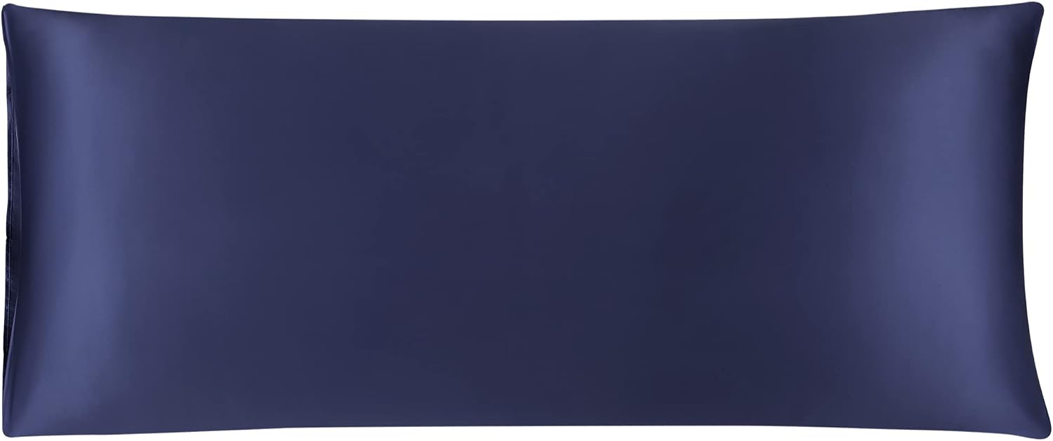 uxcell Body Pillow Cover, 20x48 Inch Navy Silky Satin Body Pillowcases for Hair and Skin, Soft Cooling Smooth Pillow Case with Envelope…