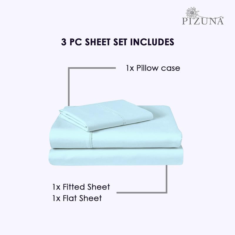 Pizuna Twin Sheet Set 100% Luxury Cotton 800 Thread Count Soft Sateen Weave Breathable Hotel Quality Cooling Bed Sheets Twin Size Bedding S…