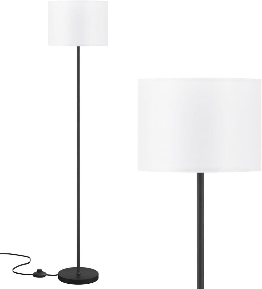 Modern Floor Lamp Simple Design with White Shade, Foot Pedal Switch, 60" Small Tall Lamps for Living Room Bedroom Office Dining Room…