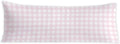 Pink Plaid Gingham 20x54 Body Pillow Cover, Preppy Room Dorm Decor, Girly Room Decor, Pink and White Checkered Decorative Long Body…