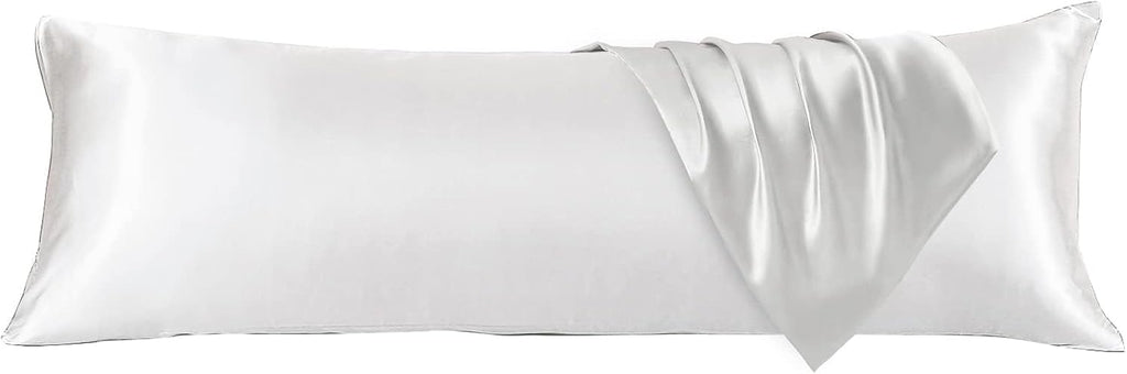 Huxmeyson Body Pillow with Satin Pillowcase, Body Pillow for Adults, Removable Cover, White (20"x54") White