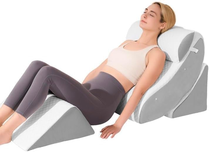 Oaisz 4 PCS Wedge Pillow Set for After Surgery, Adjustable Bed for Sleeping, Acid Reflux Relief, Post Surgery Recovery, Back Support, Leg E…