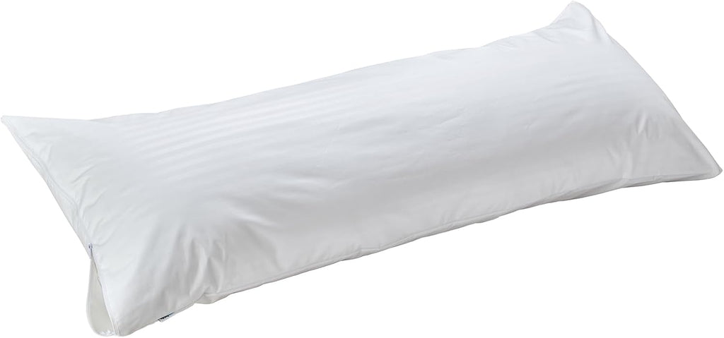 Kingnex Waterproof Down Feather Proof Striped Body Pillow Protectors for 20x54 Pillow Zippered Plain Pillow Cover White 1 Pack Only 21x55